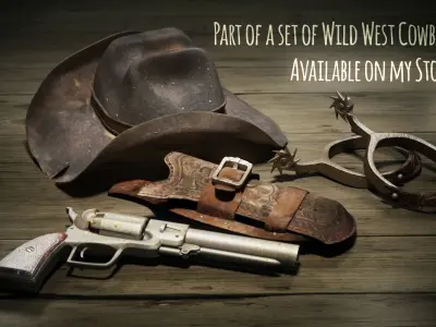 Wild West Pistol - Revolver with Holster 3D model