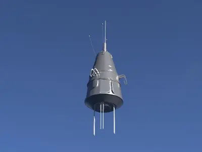 Sputnik 3 spacecraft flying in sky Low-poly 3D model
