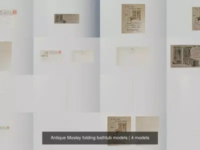 Antique Mosley folding bathtub models 3D Model Pack