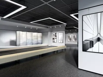 low poly gallery hall Low-poly 3D model