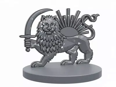 Lion and Sun Iranian Emblem 3D Model 3D print model