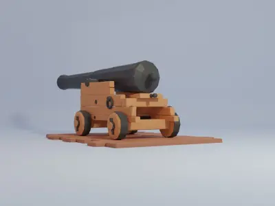 Low Poly Cannons Pack 3D model