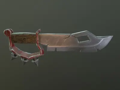 Old damaged Ork knife Low-poly 3D model