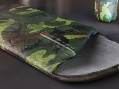 Military Sleeping Bag - Open and Rolled PBR Low-poly 3D model