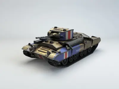 Low Poly Valentine Mk III Infantry Tank Low-poly 3D model