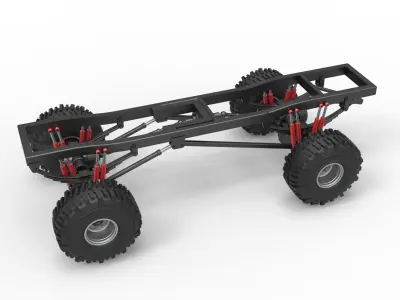 Chassis of Wheel Standing Mega Truck Scale 1 to 25 3D print model