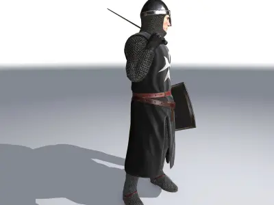 Knight Hospitaller rigged animated game ready PBR  Low-poly 3D model