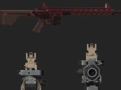 M4A1 LowPoly Game Ready Model ar - rifle Low-poly 3D model