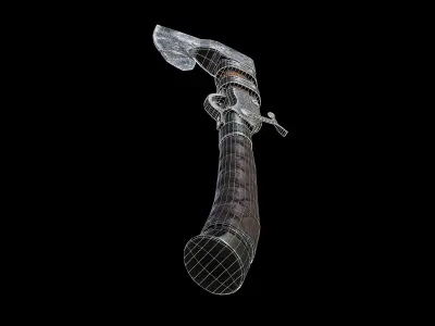 Axegun low poly model axe Low-poly 3D model