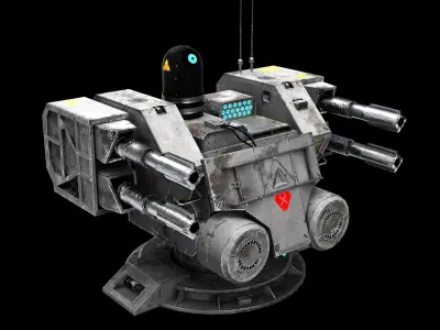 Sci-fi Turret Low-poly 3D model get