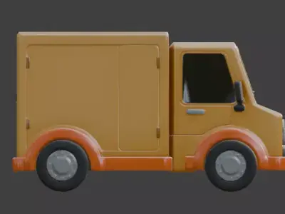 Yellow Cartoon Delivery Van 3D Model Low-poly 3D model by Choco-Bear