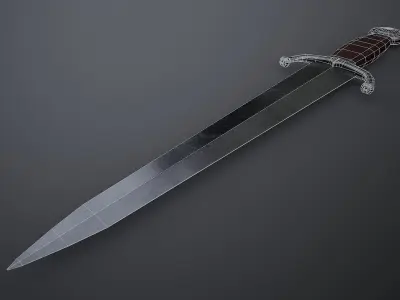 Cinquedea Dagger Low-poly 3D model