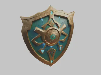 Stylized Medieval Fantasy Lowpoly Shield Low-poly 3D model