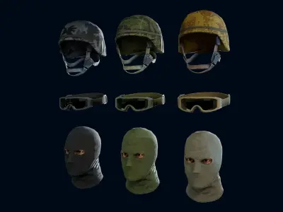 Military Head Low-poly 3D model