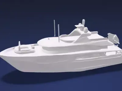 Stylized Modern Explorer Yacht Ship - 3D Model 3D model