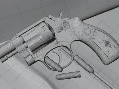 Smith Wesson Revolver Low-poly 3D model