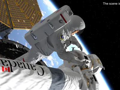 Astronaut Suit with Male Figure Rigged 3D model