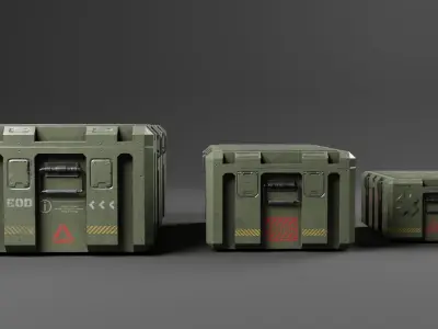 Military boxes GameReady  Low-poly 3D model