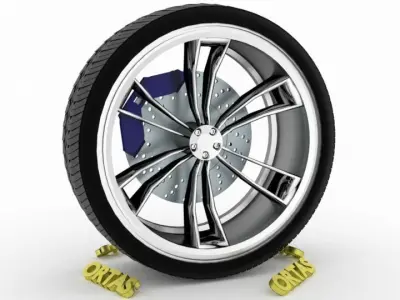 ORTAS CAR WHEEL RIM 92 GAME READY WHEEL RIM TIRE 3D model