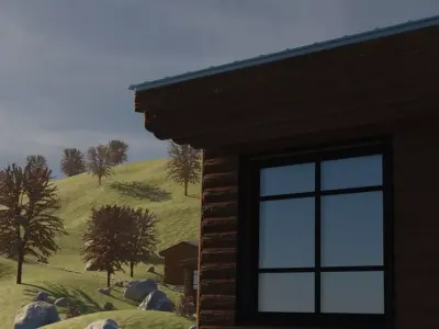 Autumn River Village 3D model