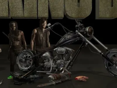 Walking Dead Daryl Dixon Set 3D model