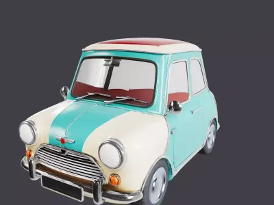 Retro Compact Car R1 Low-poly 3D model