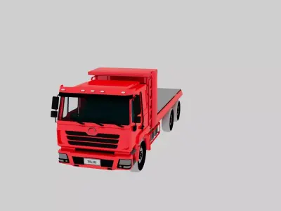 3 Axle Flatbed Truck 3D Model High Quality Low Poly Design Low-poly 3D model