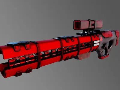 Gauss magnetic gun Low-poly 3D model