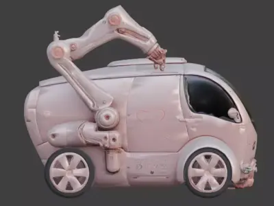 Aesthetic Industrial Utility Vehicle 3D Model Low-poly 3D model