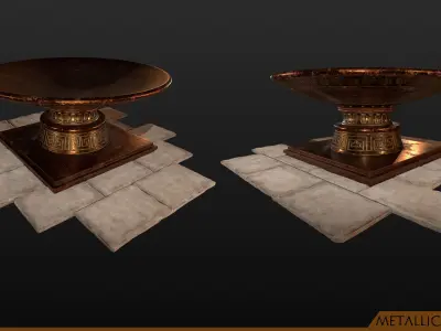 Ancient Greek Dorric Pillar and Mettalic Brazier  3D model