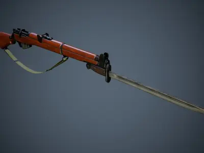 Lee Enfield MK III - WW2 rifle Low poly PBR Low-poly 3D model