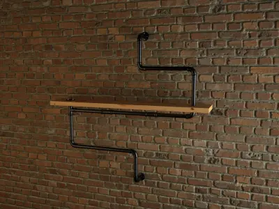 Industrial style pipe shelves Free 3D model