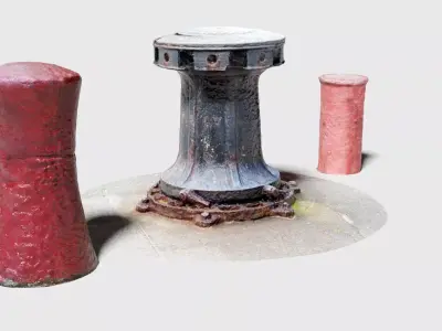 Capstan and Bollards Nautical Clean Photo-Scans Low-poly 3D model
