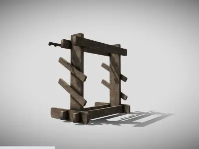 Medieval Weapons Rack Low-poly 3D model
