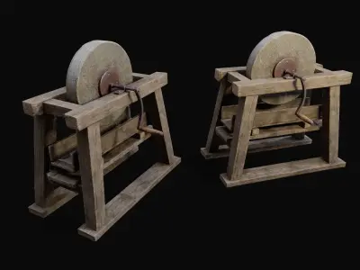 Medieval Grindstone Game Ready Low-poly 3D model