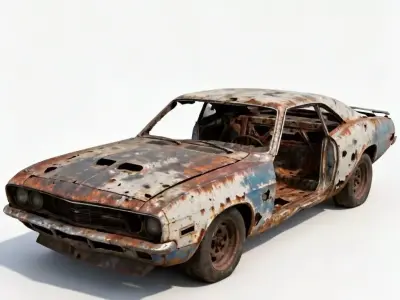 Junked Muscle Car 3D Model 3D Model Low-poly 3D model