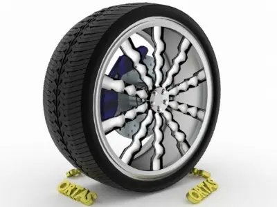 ORTAS CAR WHEEL RIM 110 GAME READY WHEEL RIM TIRE 3D model