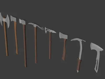 Axe Pack Low-poly 3D model
