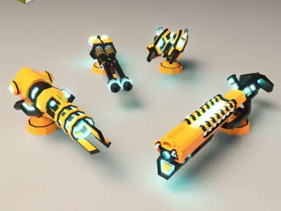 Low Poly Laser Gun Pack 01 Low-poly 3D model