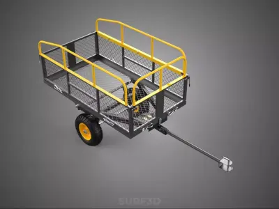LAWN MOWER TRAILER ATV DUMP TOW REMOVABLE SIDES GARDEN TRACTOR 3D model