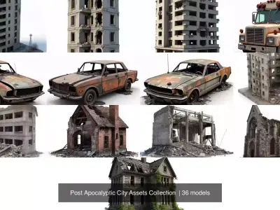 Post Apocalyptic City Assets Collection  3D Model Pack