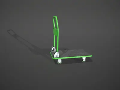 Folding Platform Truck Trolley - Green Low-poly 3D model