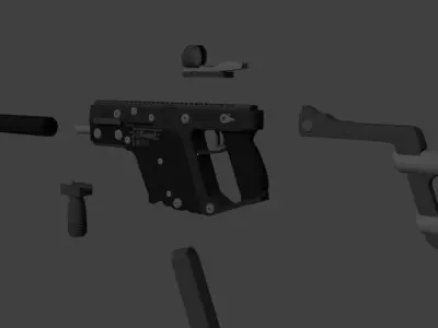 Medium Poly Vector Gun Low-poly 3D model
