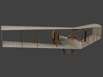 Dunne D 5 wright brothers biplane Low-poly 3D model