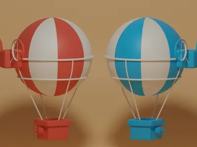 Cartoon Hot Air Balloon 3D model