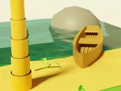 Island scene Low-poly 3D model