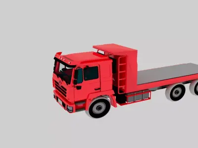 3 Axle Flatbed Truck 3D Model High Quality Low Poly Design Low-poly 3D model