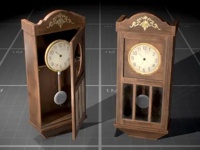 Used Soviet Wall Clock Low-poly 3D model