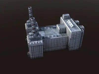 Factory Building - Industrial - Power Plant 3D model