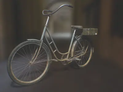 PBR Bicycle with suitcase Low-poly 3D model